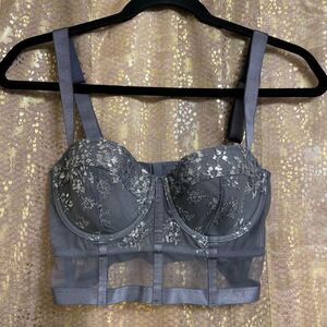 Victoria’s Secret Very Sexy Gray Silver Sparkle Lined Balconet Bra Top 34C